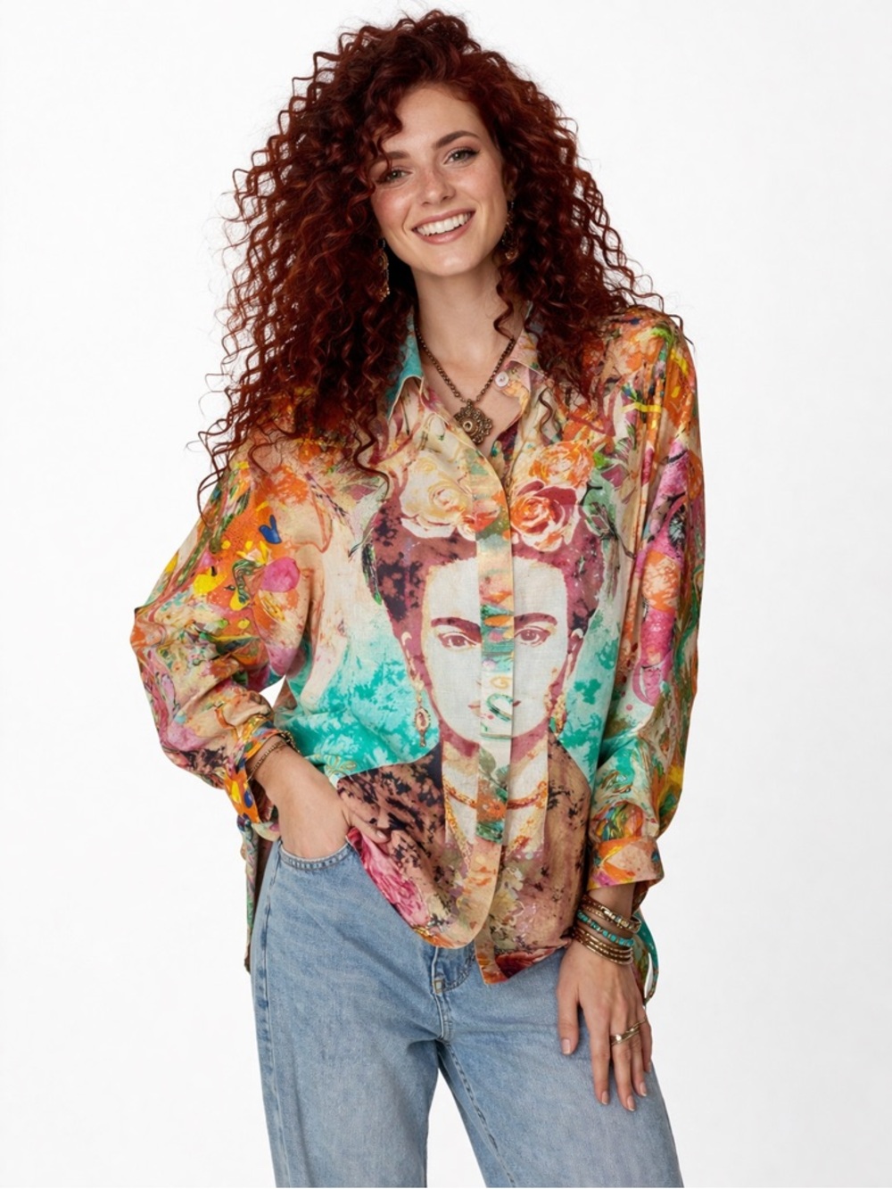 The Nu Vintage Art To Wear Art Deco Multicolored Boho Oversized Top Size M